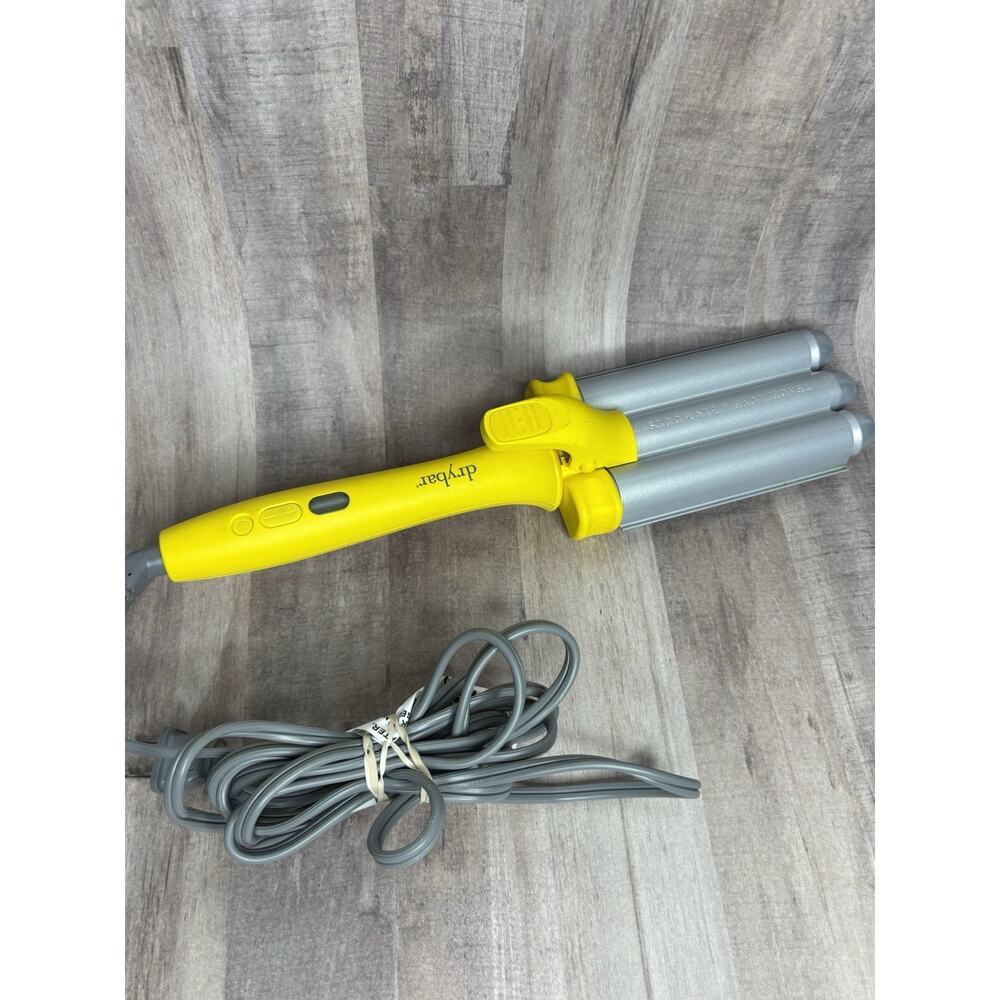 DRYBAR THE BEACH BENDER triple barrel waver yellow hair crimpers curlers - Picture 5 of 8